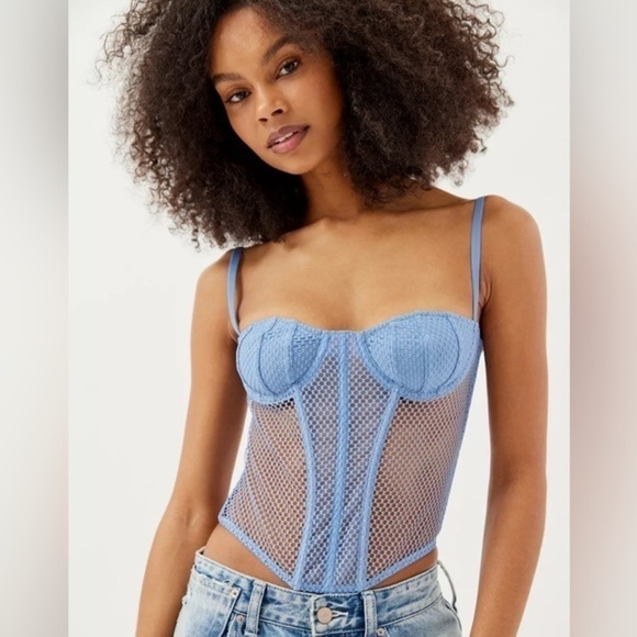 Urban Outfitters Out From Under Modern Love Overdrive Fishnet Corset Sz S NWT - Picture 1 of 16